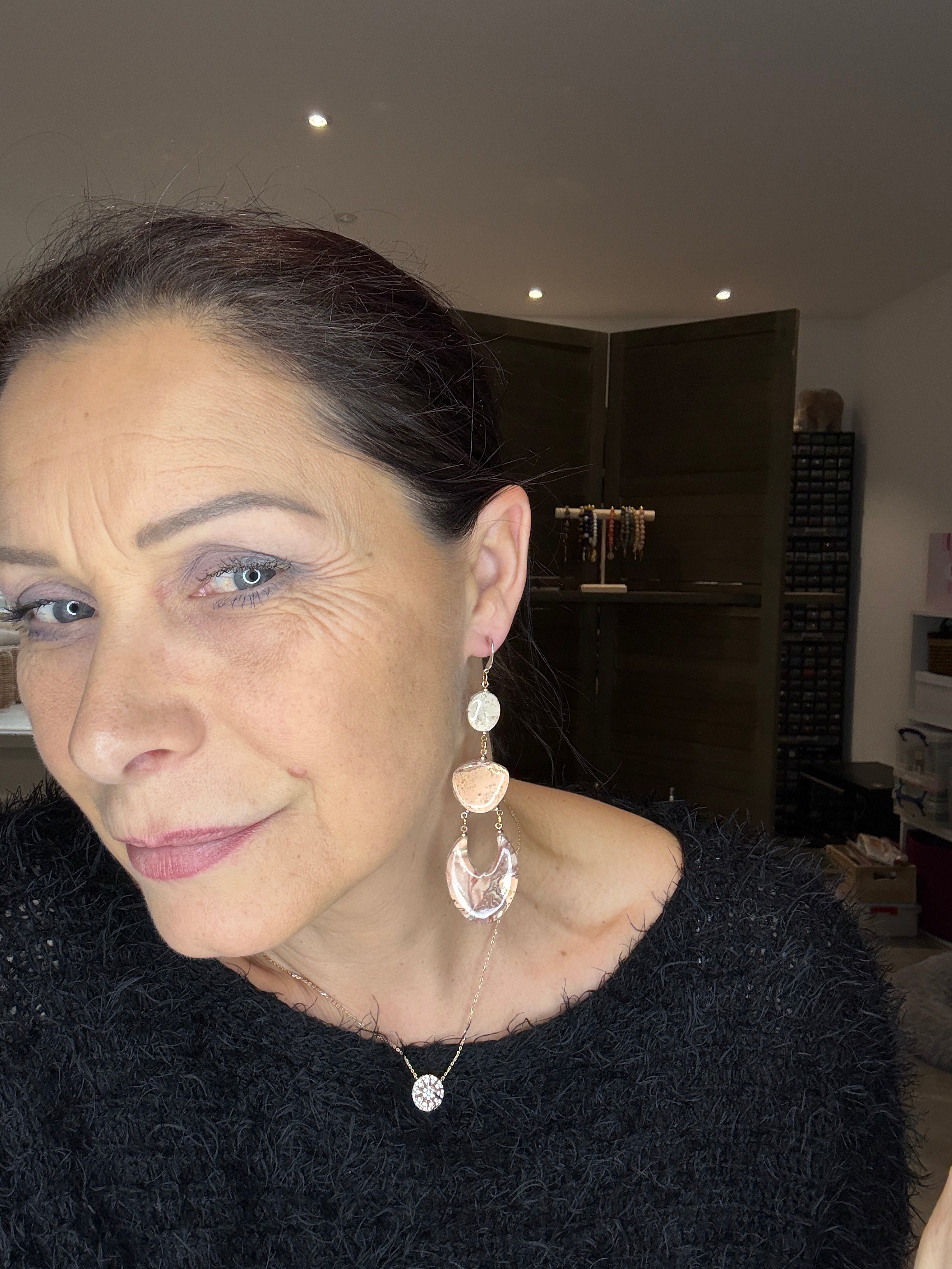 CALYPSO - Boucles d'oreilles longues saumon